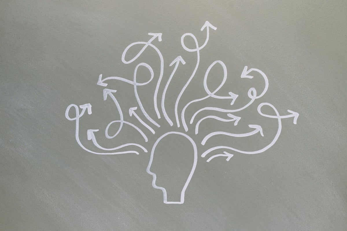Illustration of a human head with arrows indicating various directions.